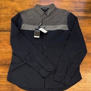 Emporio Armani Blue and Gray Button-Down Shirt